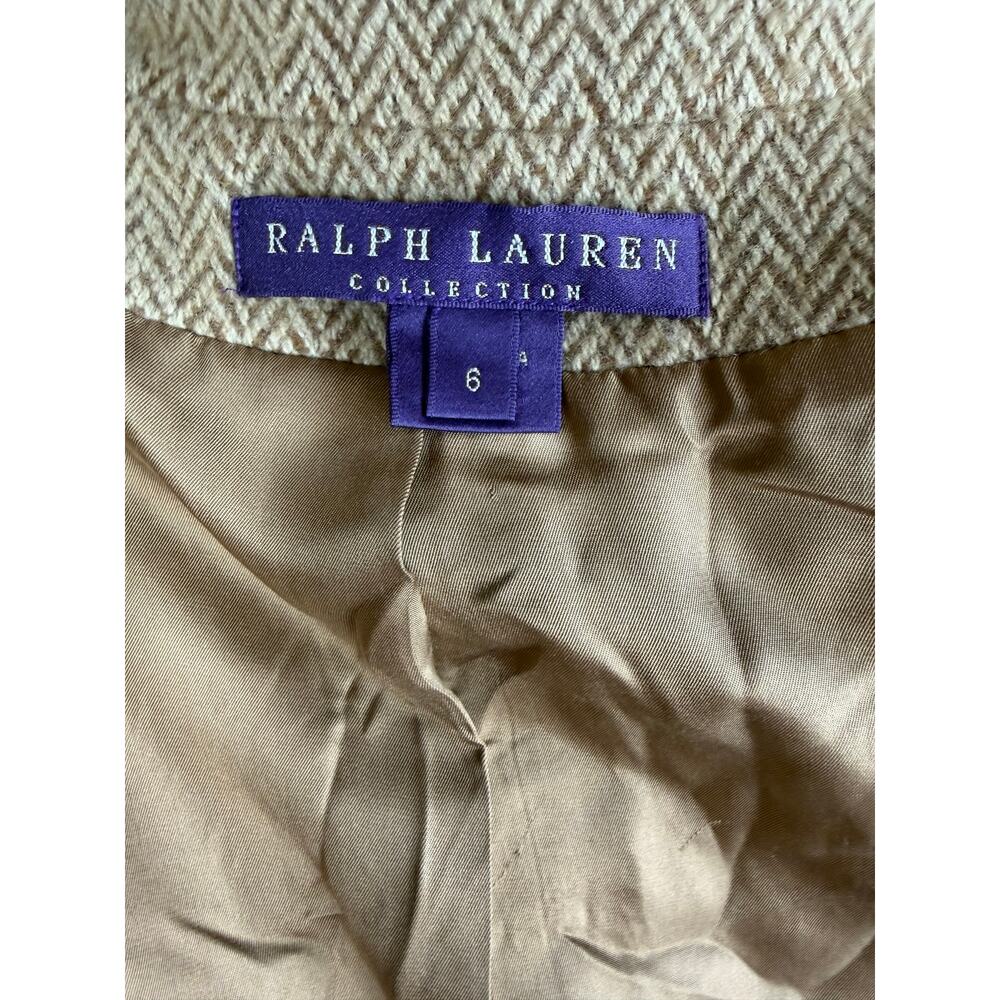 Ralph Lauren Collection Blazer Womens 6 Tan Herringbone Wool Cashmere Luxury - Picture 8 of 13